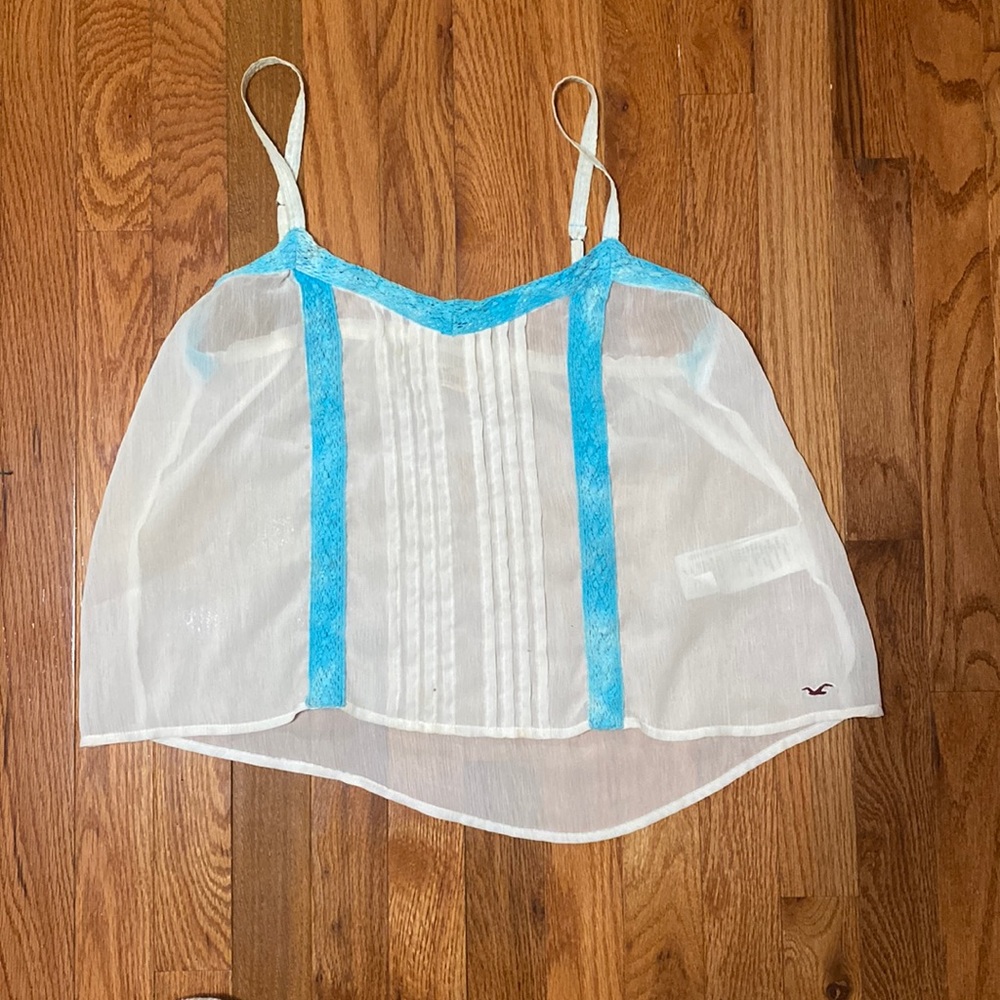 Hollister Sheer Crop Spaghetti Strap Top Size L